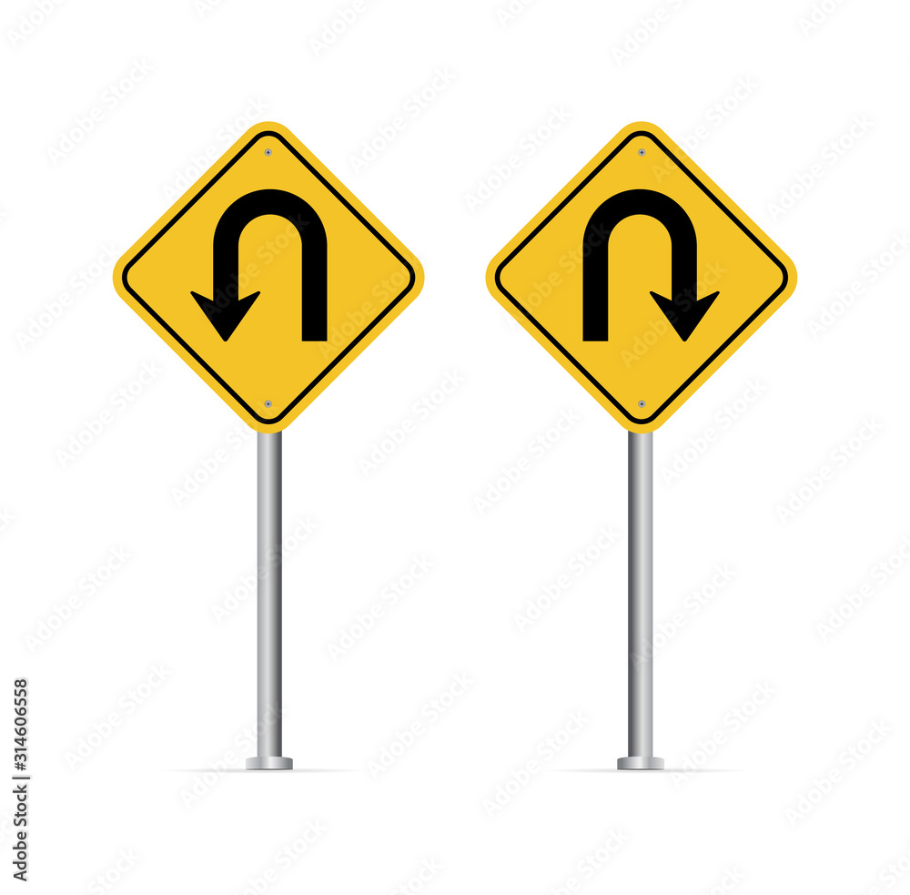 U turn sign. Vector illustration. on white background U turn sign. Vector illustration. on white background