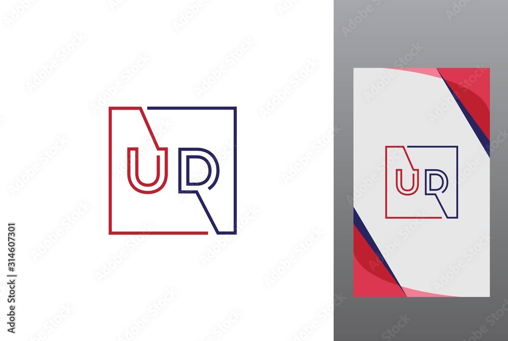 Red blue square initial letter UD line logo design vector graphic Red blue square initial letter UD line logo design vector graphic