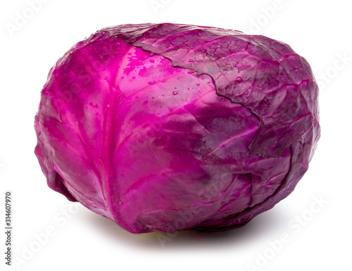 Fresh Purple cabbage isolated on white with clipping path.