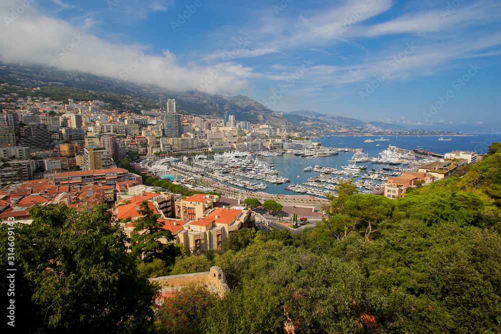 Port Hercule in Monaco, Monte-Carlo on the French Riviera, as seen from the Prince's Palace