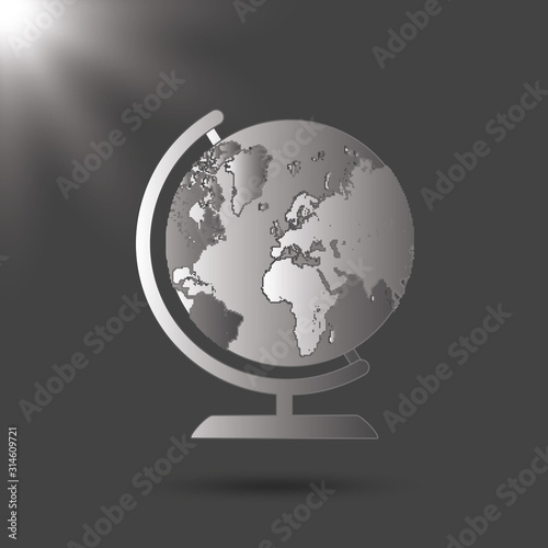Fototapeta Naklejka Na Ścianę i Meble -  Planet Earth icon. gray planet Earth icon. gray design vector illustration. Black and white icon