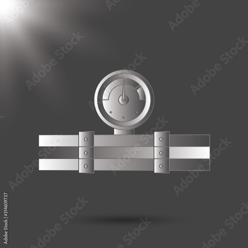 Pipe and water meter vector icon. Black and white icon