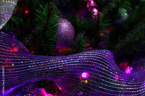 purple Christmas decoration close up