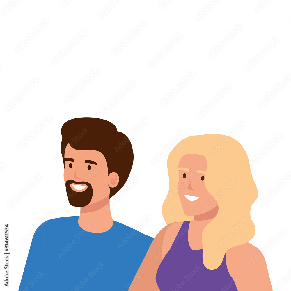 young couple avatar character icons vector illustration design young couple avatar character icons vector illustration design