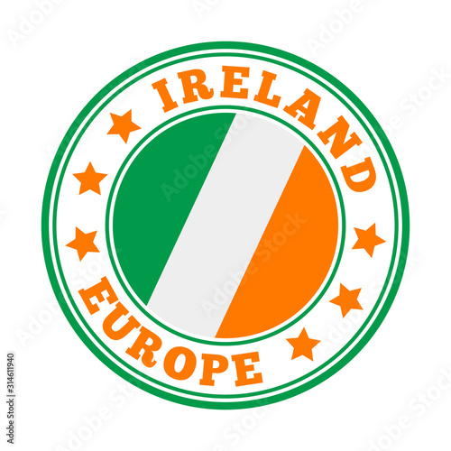 Ireland sign with national flag, symbolizing travel and pride.