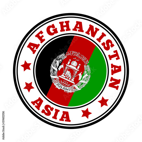 Afghanistan sign. Round country logo with the flag of Afghanistan. Vector illustration.