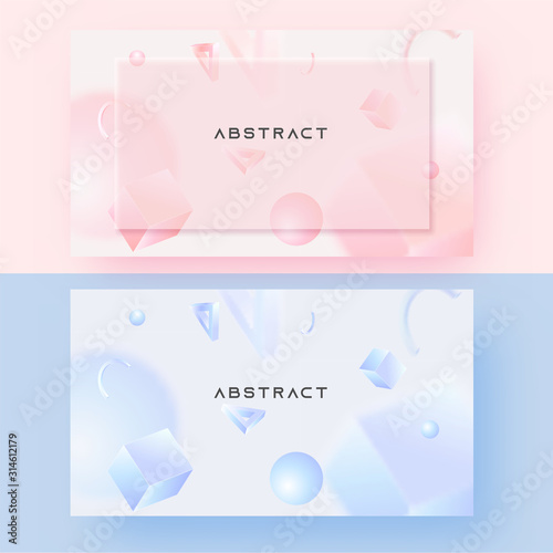 3D Abstract geometric elements background in two color option.