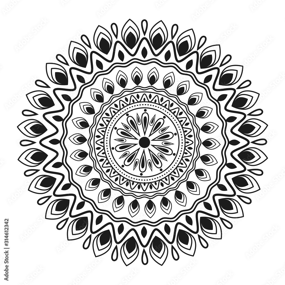Circular Floral Mandala Pattern Design in Ethnic Style. Circular Floral Mandala Pattern Design in Ethnic Style.