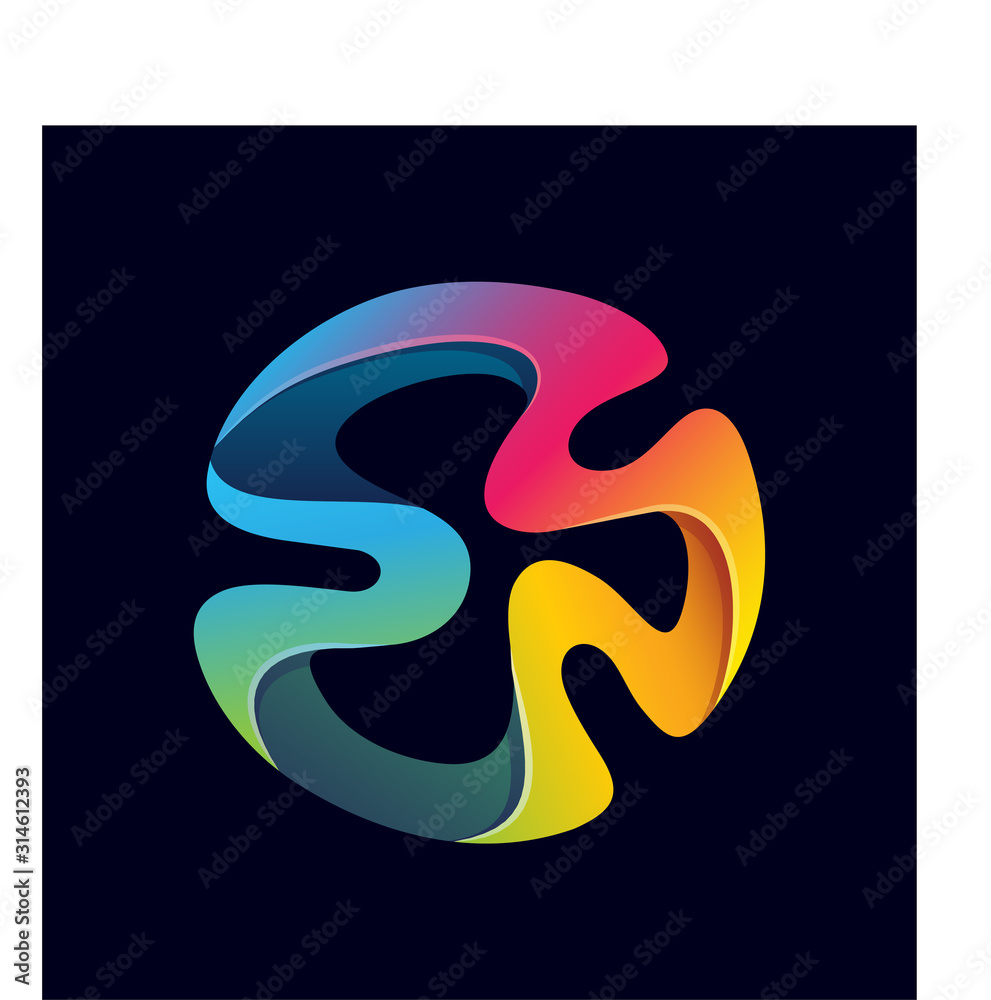 Naklejka premium Colorful 3D rainbow abstract vector logo template