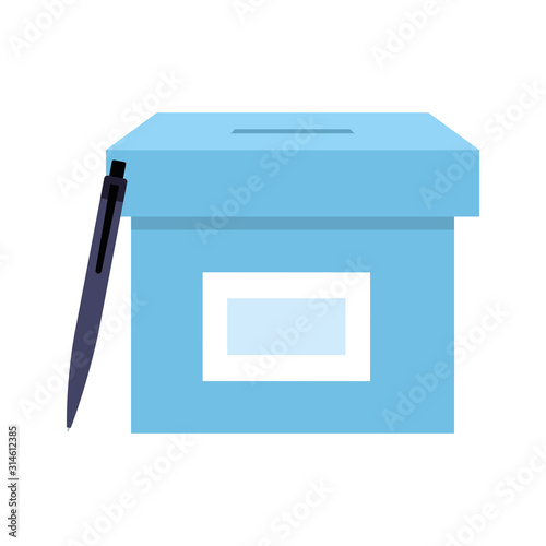 ballot box with pen isolated icon vector illustration design