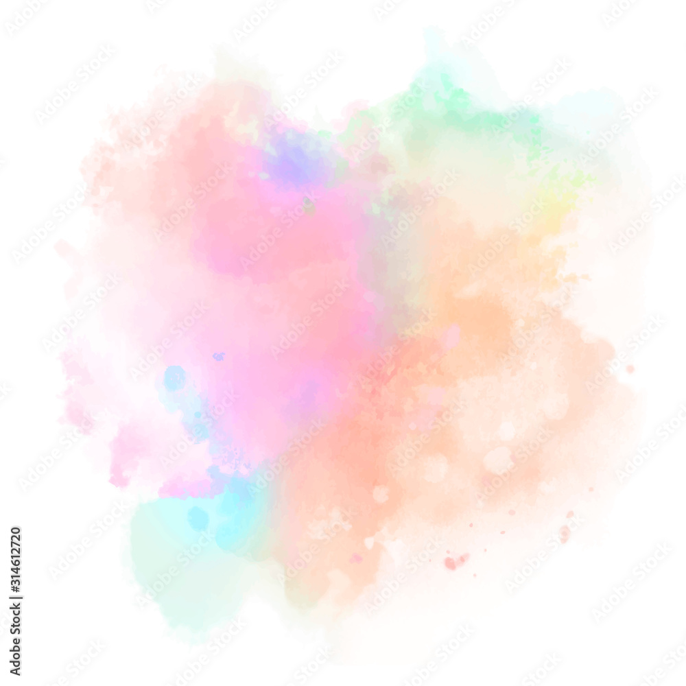 Abstract pastel watercolor background. Rainbow watercolour pattern