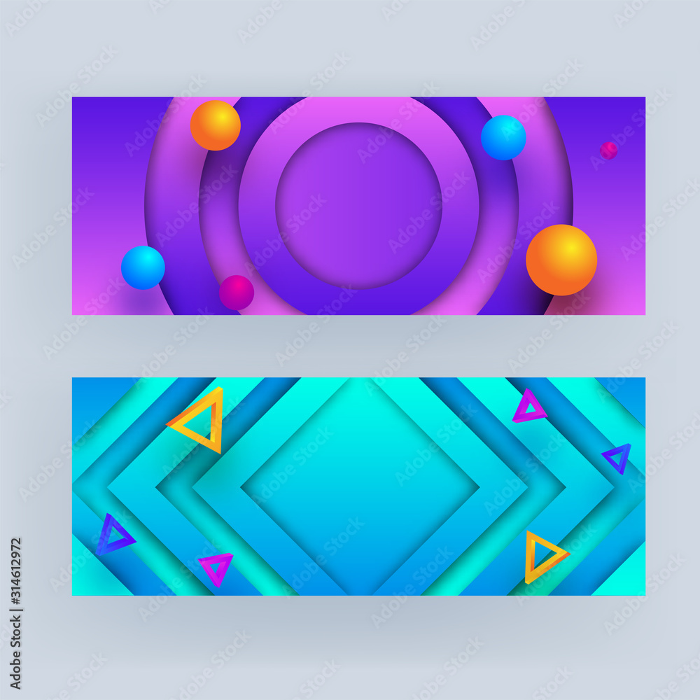 Set of Abstract geometric pattern background with 3d elements.