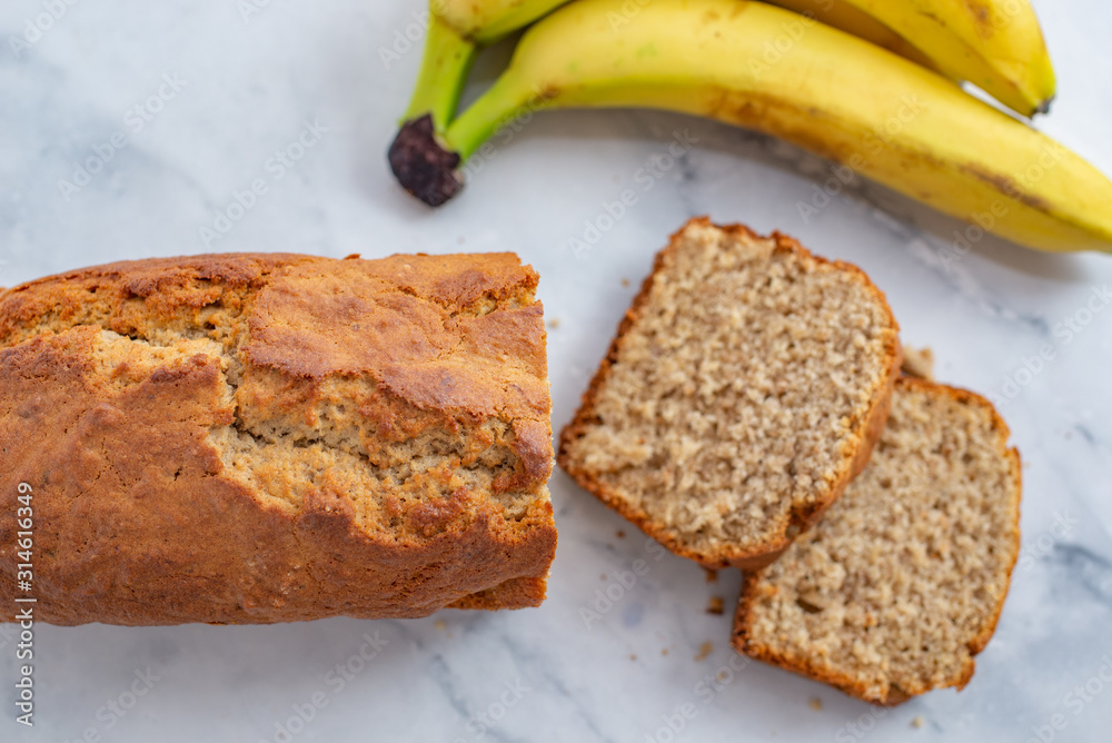 Healthy banana bread or cake for breakfast Healthy banana bread or cake for breakfast