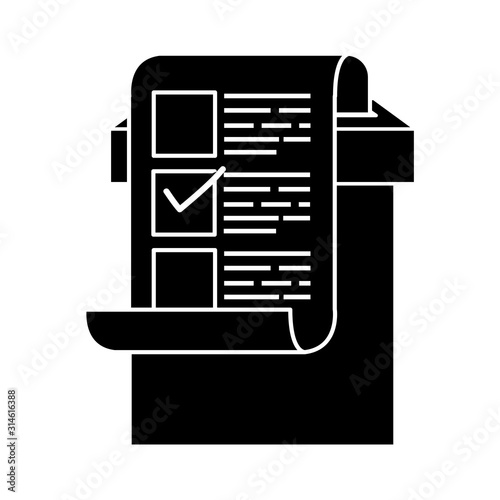 silhouette of ballot box and vote form with candidates vector illustration design