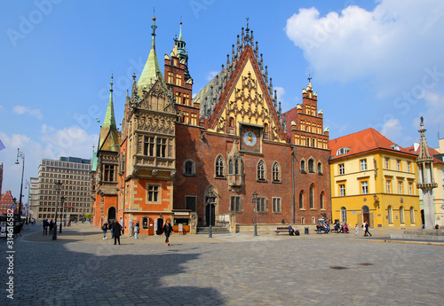 Gothic facade of Wroclaw s Town Hall in Poland