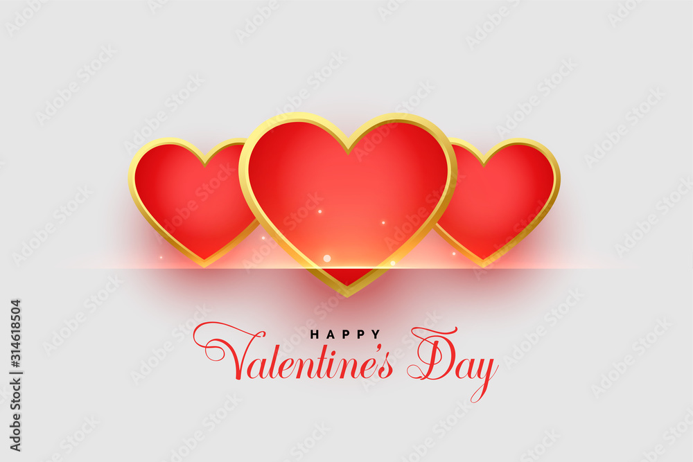 happy valentines day beautiful red hearts background design