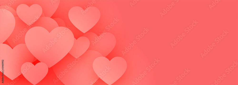 elegant pink love hearts banner with text space