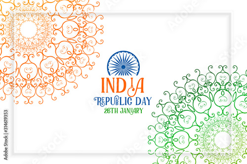 mandala style happy republic day background design