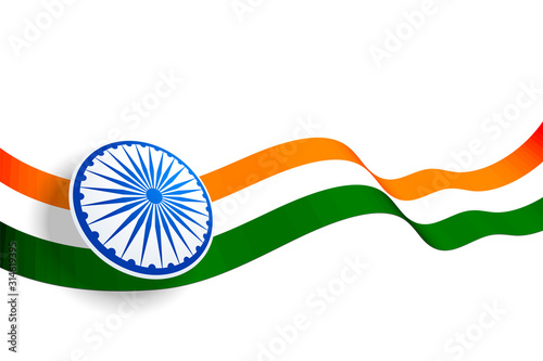 waving indian flag design with blue chakra
