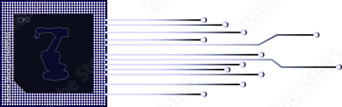  It is a symbol of microprocessor and robot manipulation.