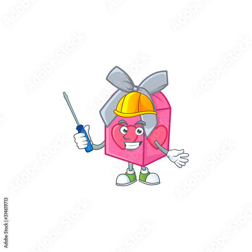 Cool automotive love gift pink in cartoon character style