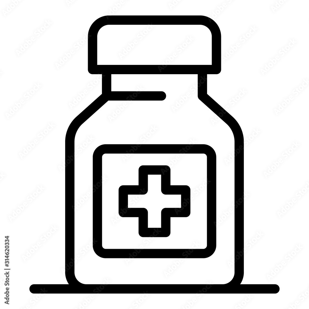 Pills jar icon. Outline pills jar vector icon for web design isolated on white background Pills jar icon. Outline pills jar vector icon for web design isolated on white background