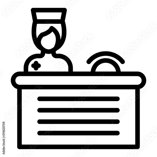 Medical reception icon. Outline medical reception vector icon for web design isolated on white background