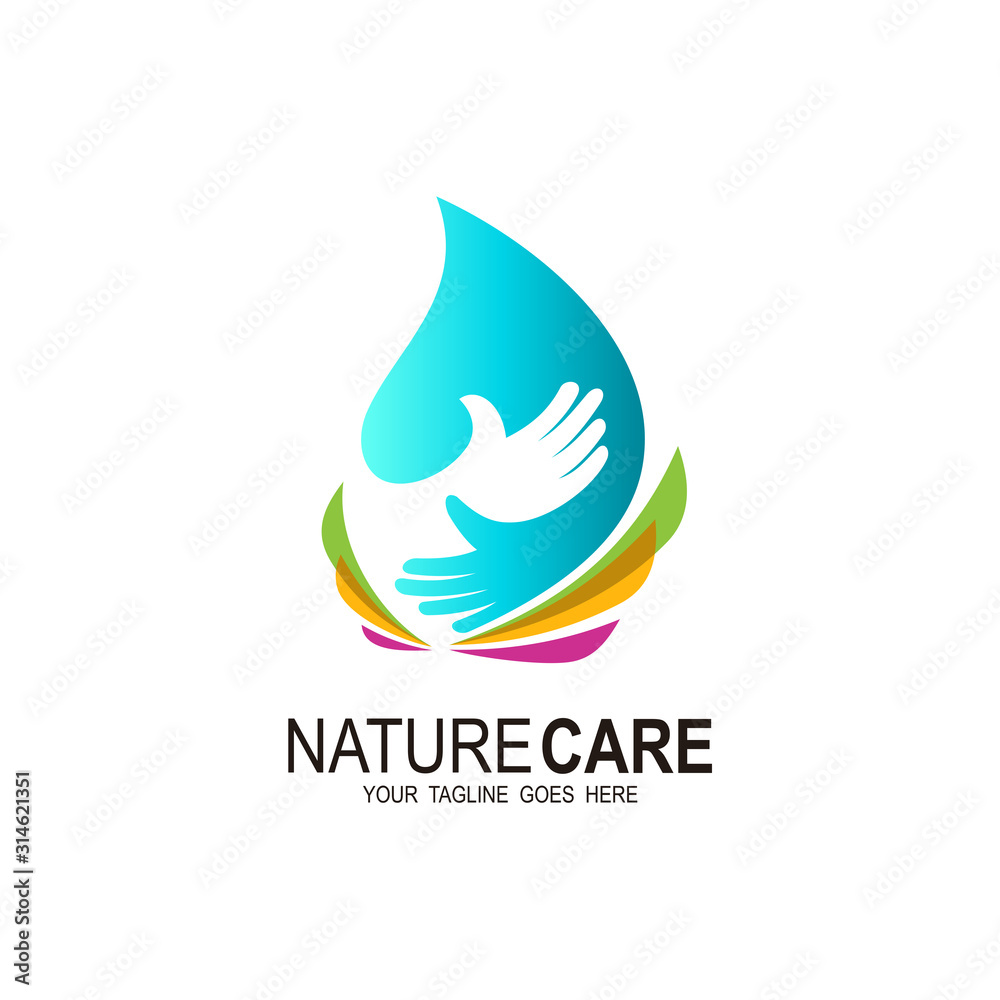 Obraz premium Water drop logo and charity icon template