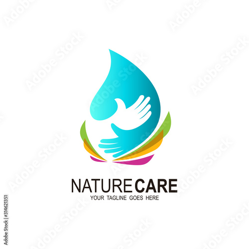 Water drop logo and charity icon template