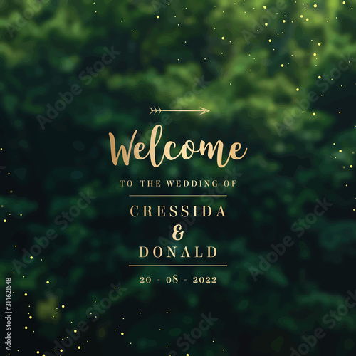 Green garden trees wedding invitation