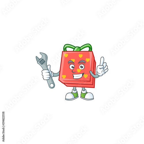 Smart Mechanic love gift red cartoon character design