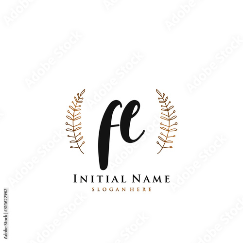 FE Initial handwriting logo vector