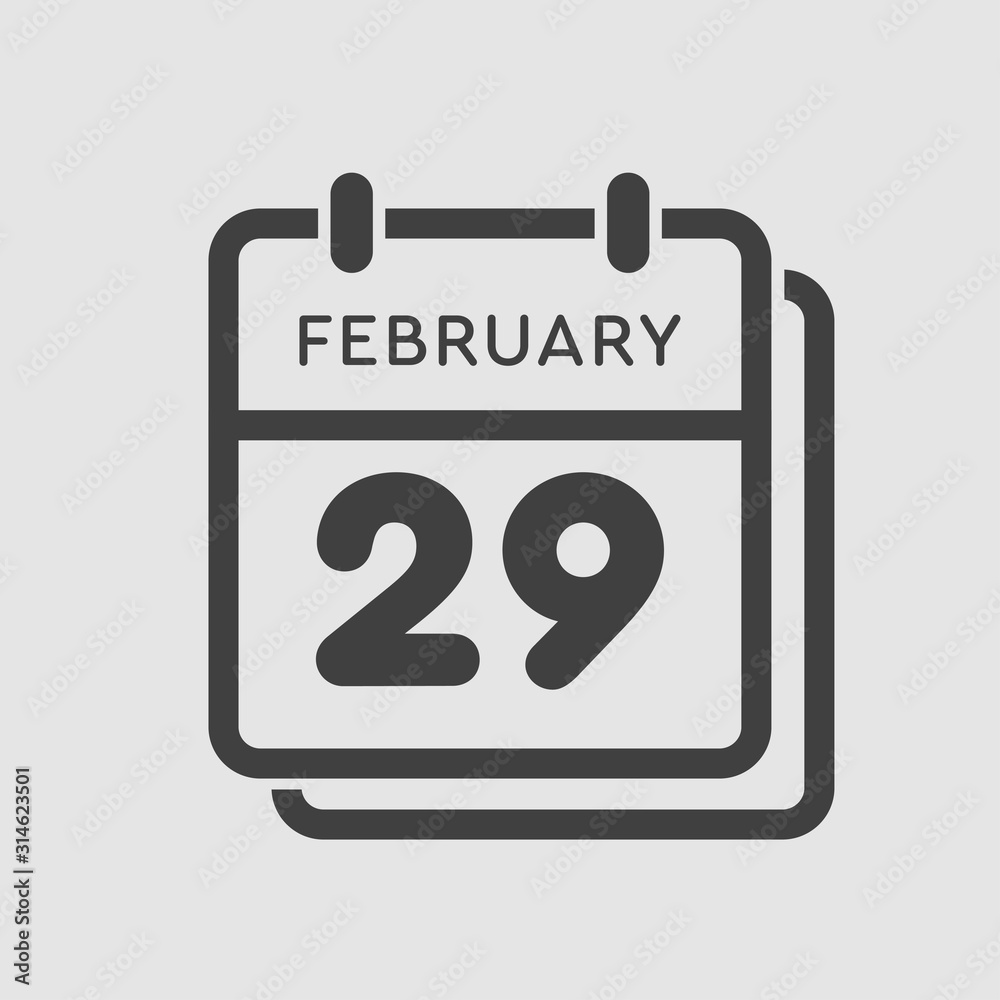 Calendar day 29 February, leap or intercalary year Stock Vector | Adobe ...