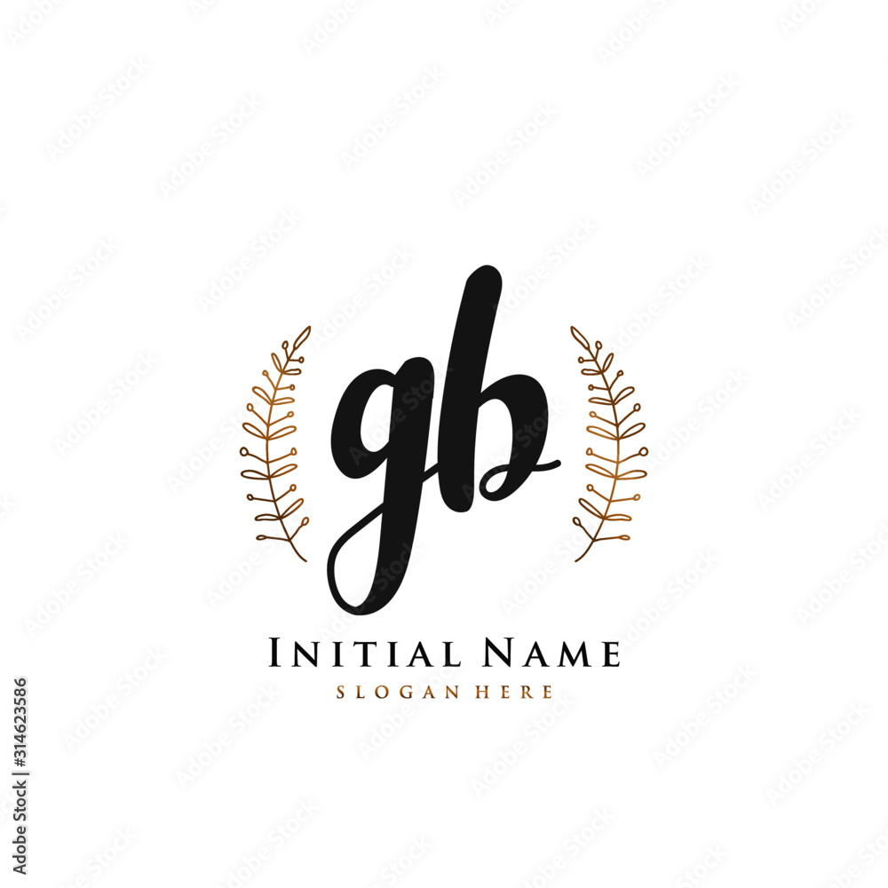 GB Initial handwriting logo vector GB Initial handwriting logo vector