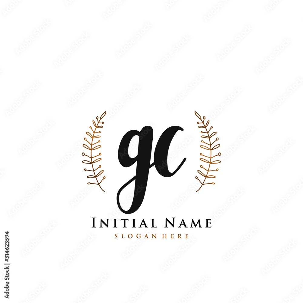 GC Initial handwriting logo vector GC Initial handwriting logo vector