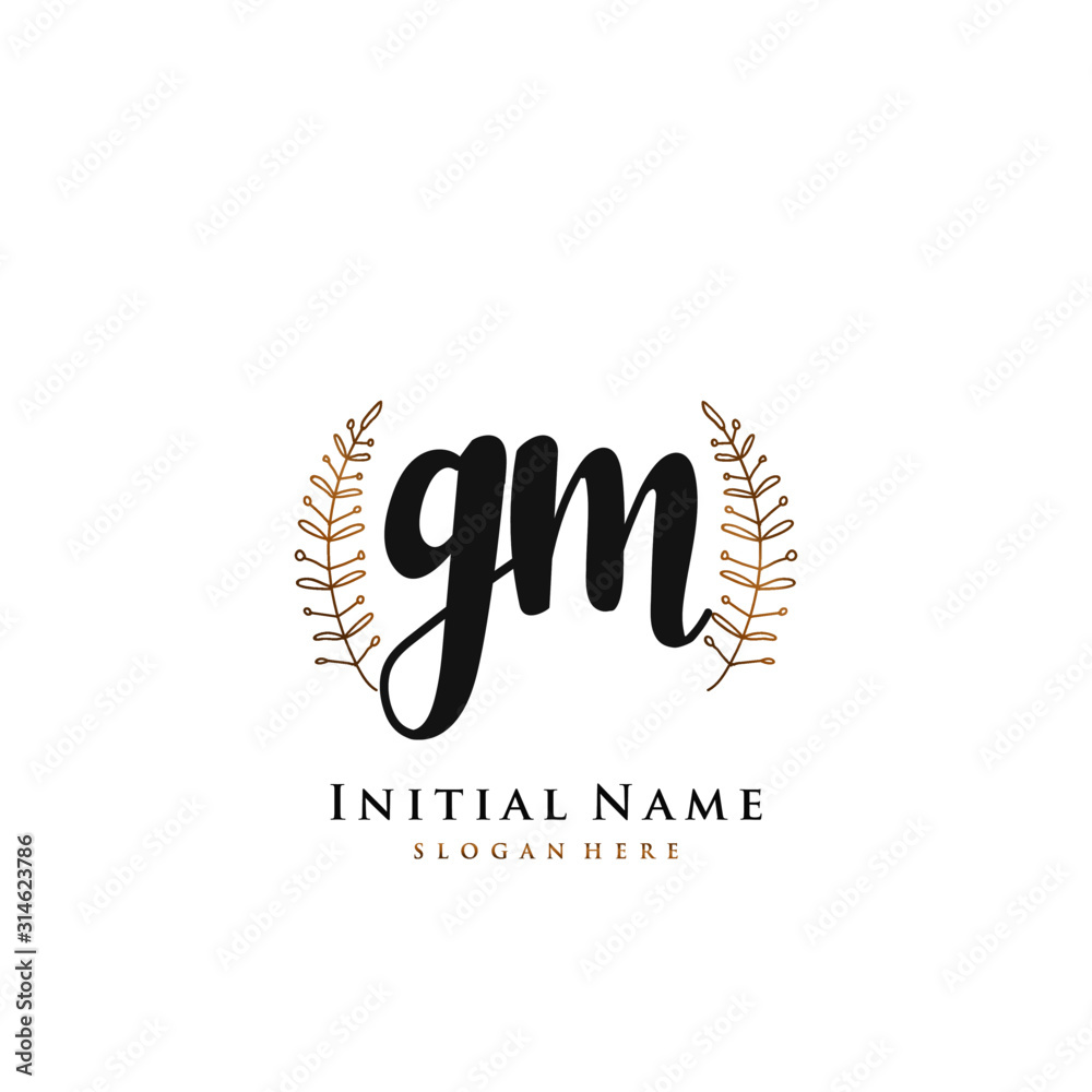 GM Initial handwriting logo vector