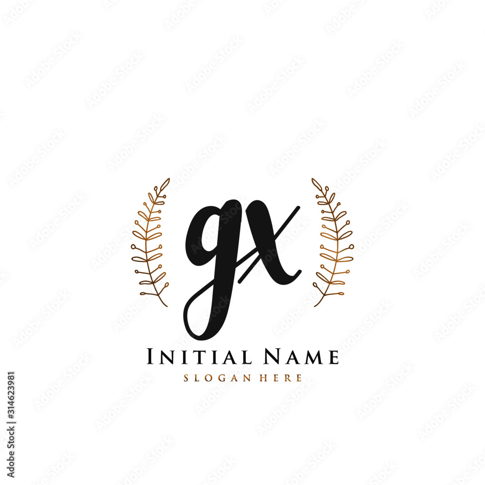 GX Initial handwriting logo vector GX Initial handwriting logo vector