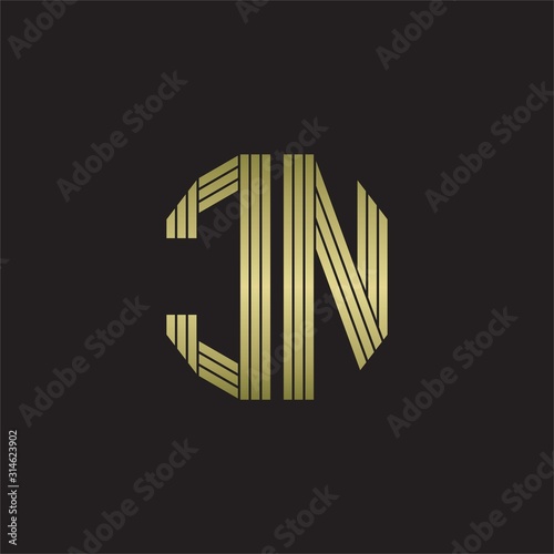 CN Logo monogram outline style linked isolated with gold colors