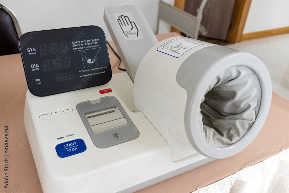 Close up Blood pressure monitor on the table