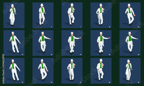 Gentleman Dancing animation sprite sheet vector illustration.. Can be used for GIF animation. Loop animation vector.