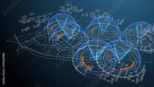 3D Visualization of information communication in the city.