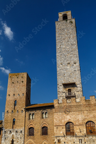 View to medieval towers of San Gimignano old town, Italy