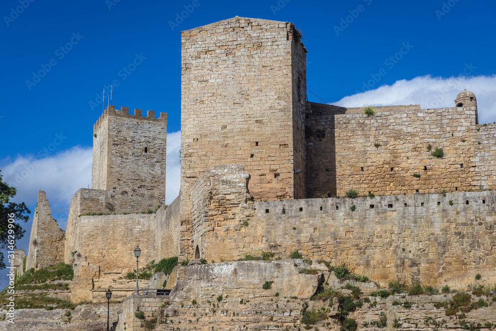 Outside view of Lombardy Castle in Enna city on Sicily Island in Italy