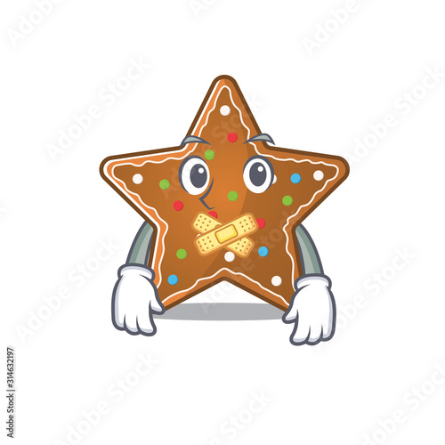 a silent gesture of gingerbread star mascot cartoon character design