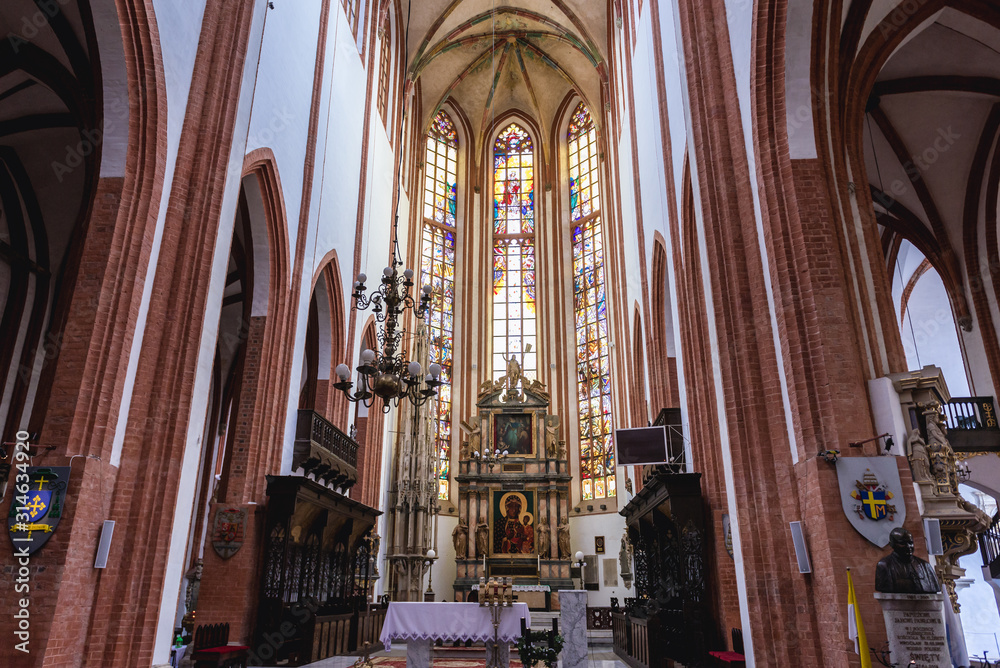 High latar and chancel of Garrison Church - Basilica of St Elisabeth located in historic part of Wroclaw city, Poland