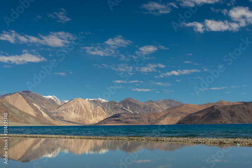 Panoramic view of Pangong lake in ladakh, India, Asia