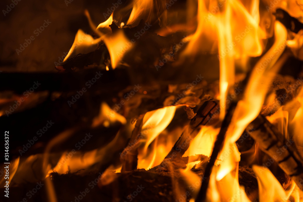 Close-up of burning bonfire. Nature abstract background Close-up of burning bonfire. Nature abstract background