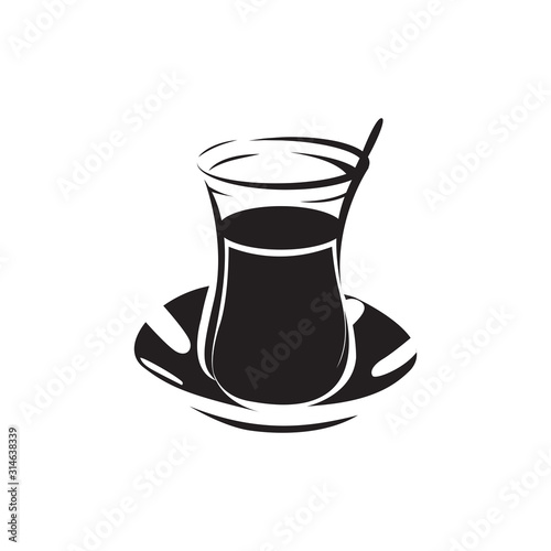 Traditional Turkish tea and cup vector illustration photo