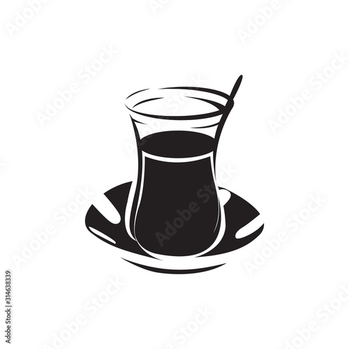 Traditional Turkish tea and cup vector illustration