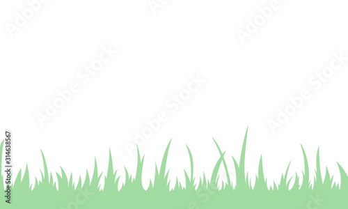 A vector background with green grass. One solid isolated shape.